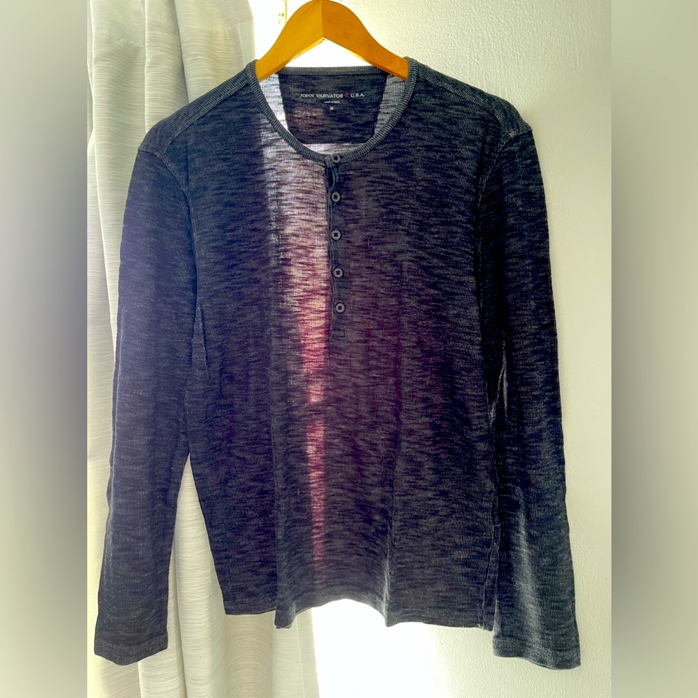 Black John Varvatos Henley Medium long sleeve knit